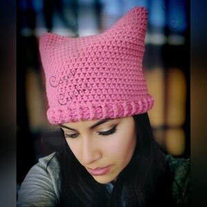 Cat hat, cat Beanie, pink pussycat beanie, women's beanie, kitty hat, cat mom